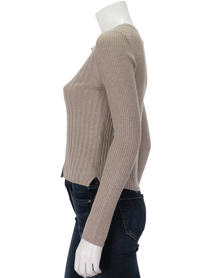 Side view of Alex Mill's kb cardigan in pumice.