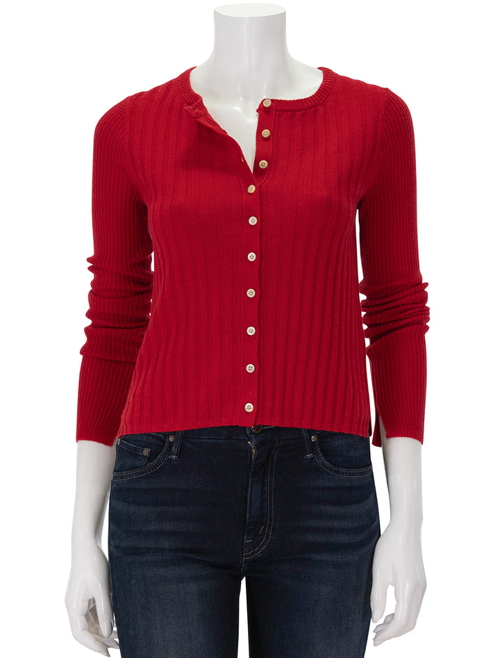 Front view of Alex Mill's kb cardigan in crimson.