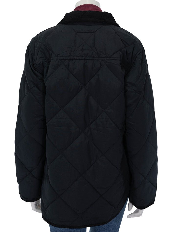 Back view of Alex Mill's quinn quilted jacket in black.