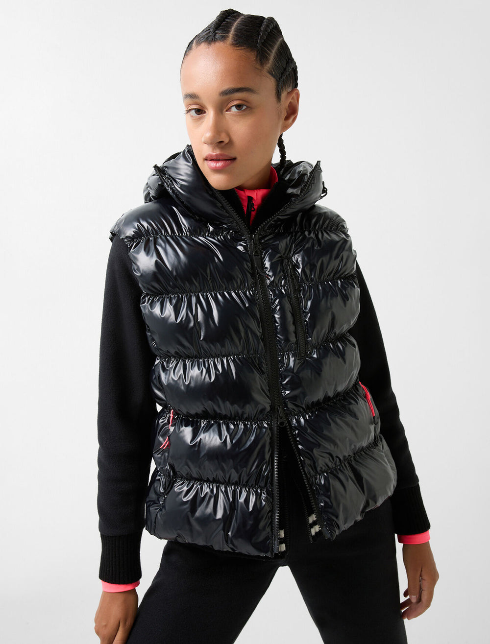 Model wearing Bogner's naima vest in black.