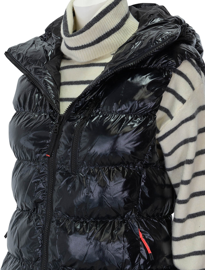 Close-up view of Bogner's naima vest in black.