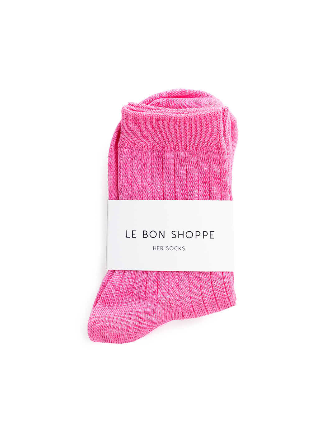 Front view of Le Bon Shoppe's her socks in bright pink.