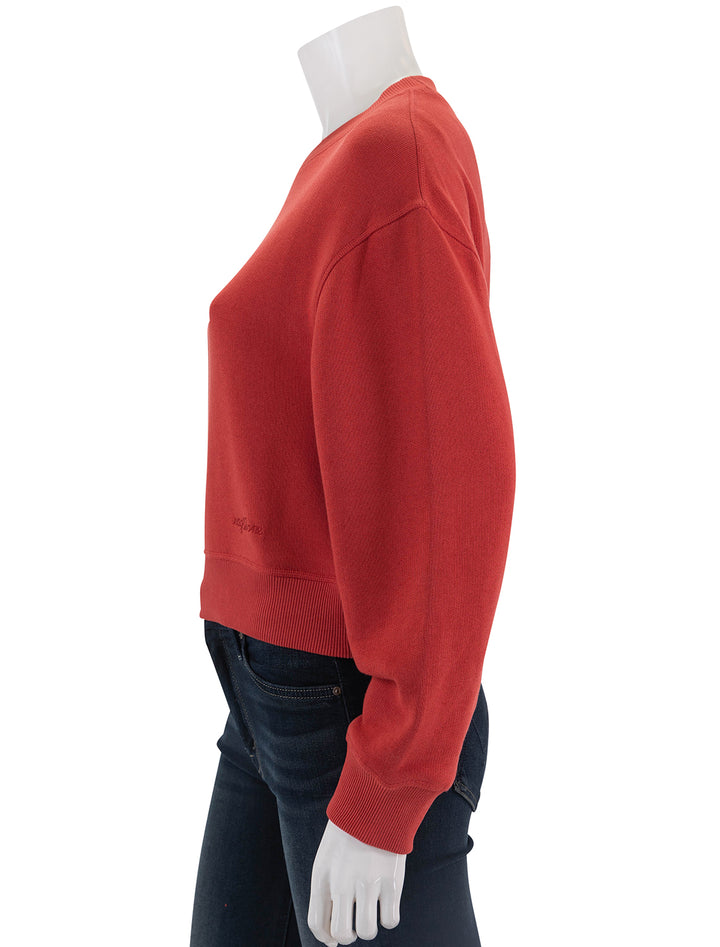 Side view of Rag & Bone's vintage terry sweatshirt in red.