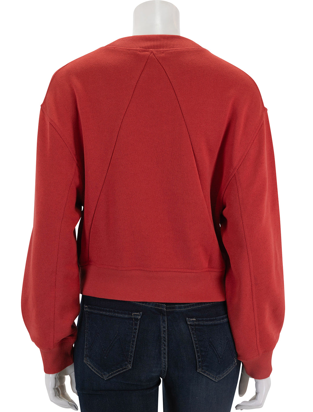 Back view of Rag & Bone's vintage terry sweatshirt in red.