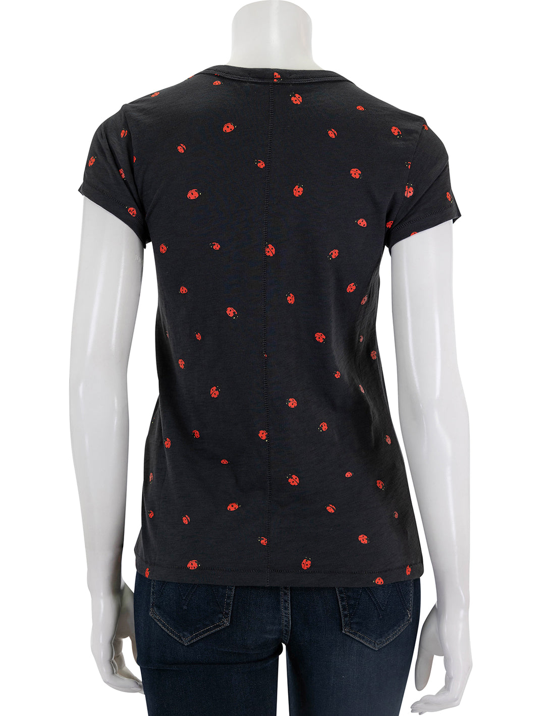 Back view of Rag & Bone's all over ladybug tee in black.