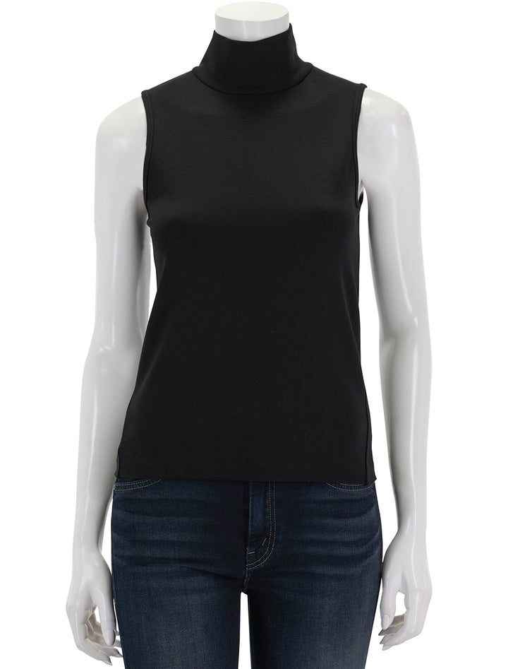 Front view of Rag & Bone's irina ponte tneck tank in black.