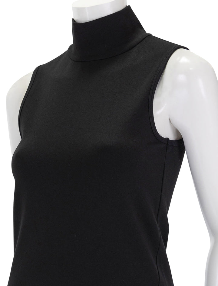 Close-up view of Rag & Bone's irina ponte tneck tank in black.