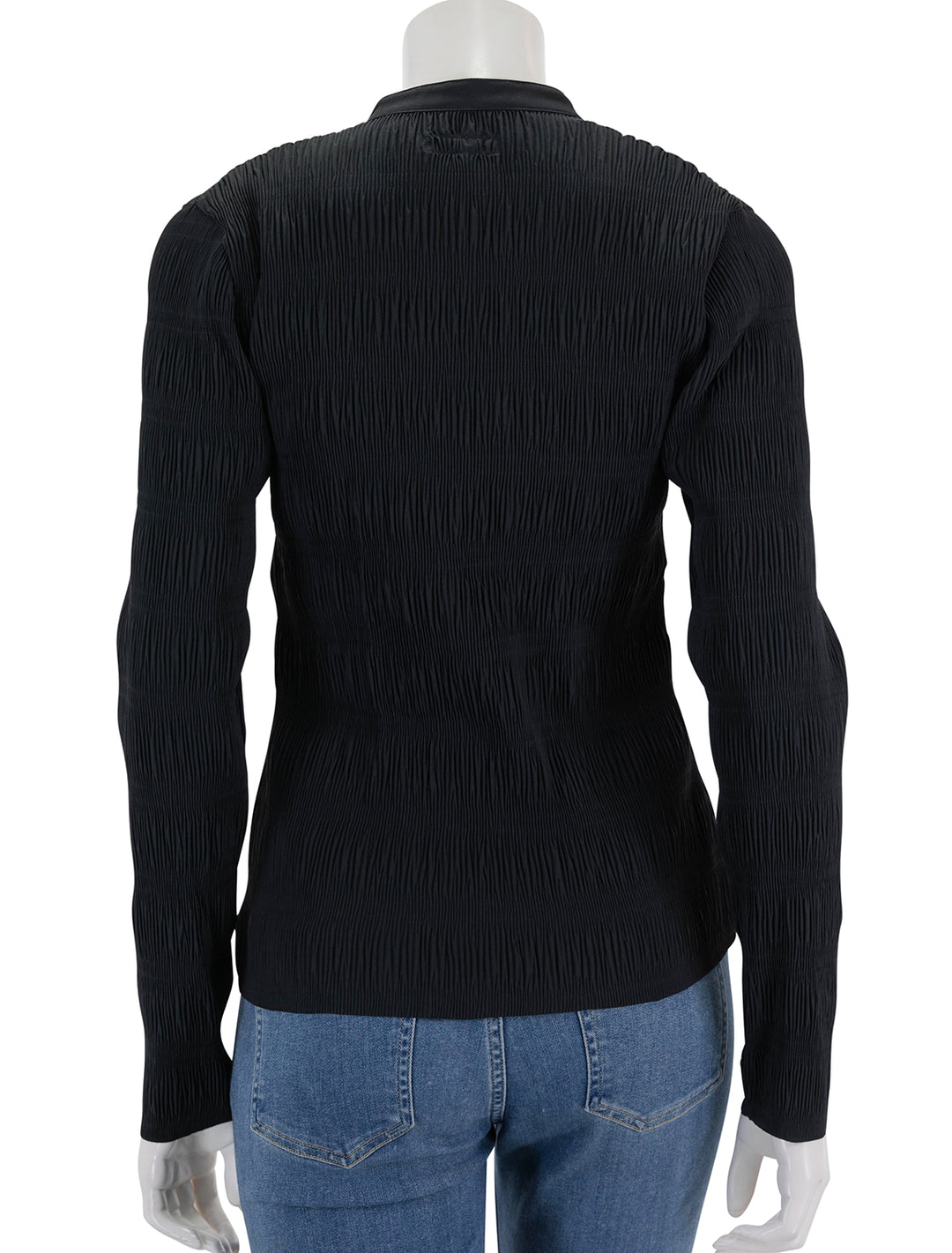 back view of belle ruched shirt in black