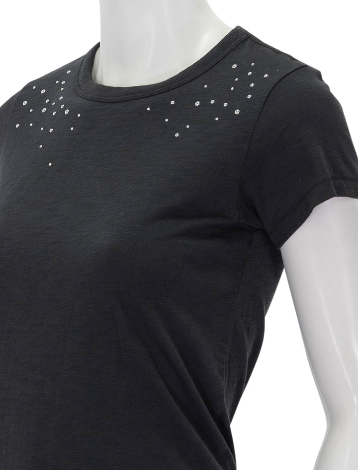 Close-up view of Rag & Bone's ombre stud tee in black.