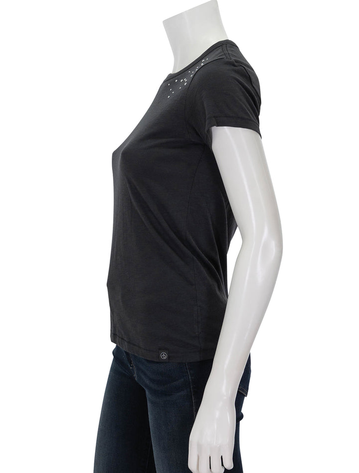 Side view of Rag & Bone's ombre stud tee in black.