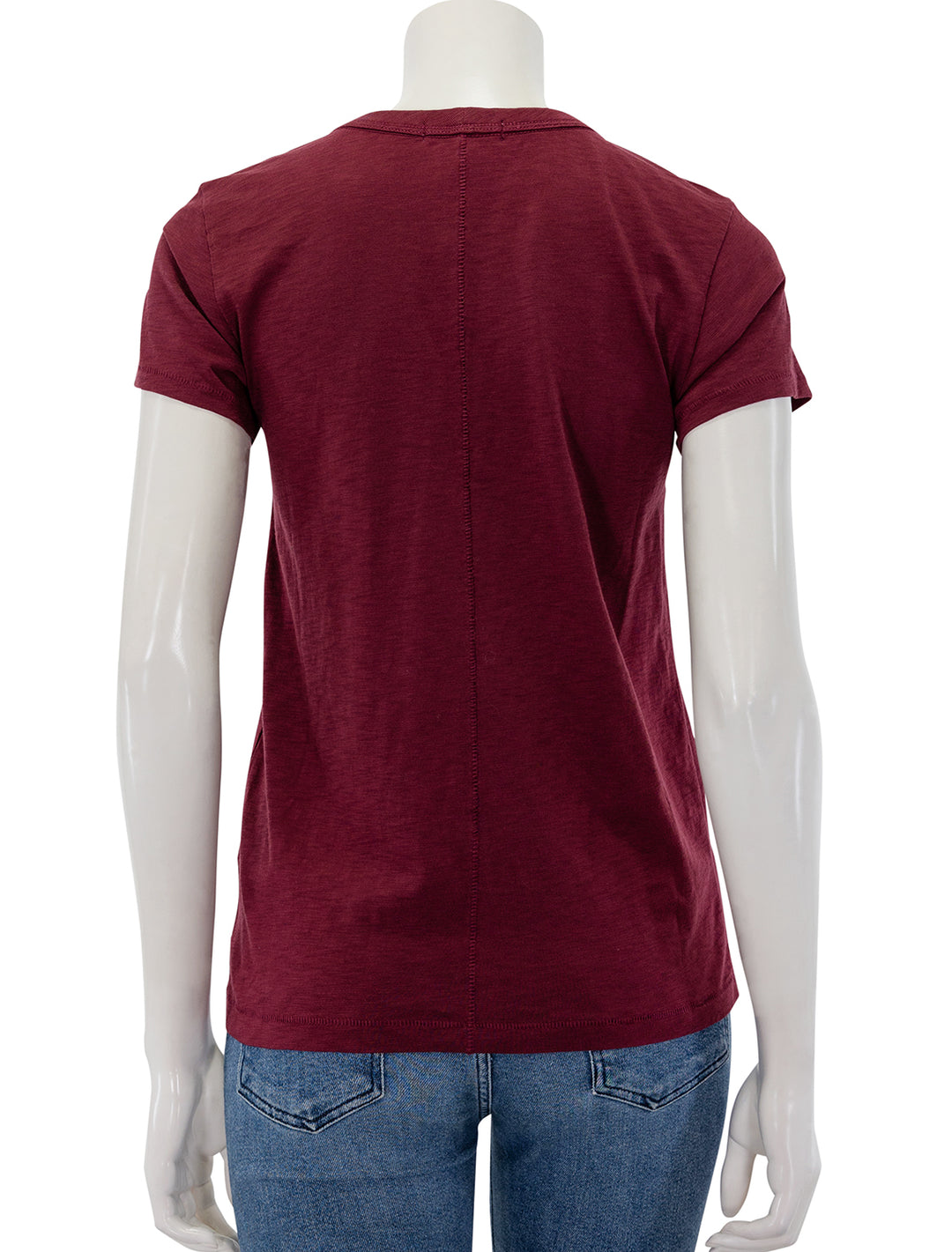 Back view of Rag & Bone's the slub tee in burgundy.