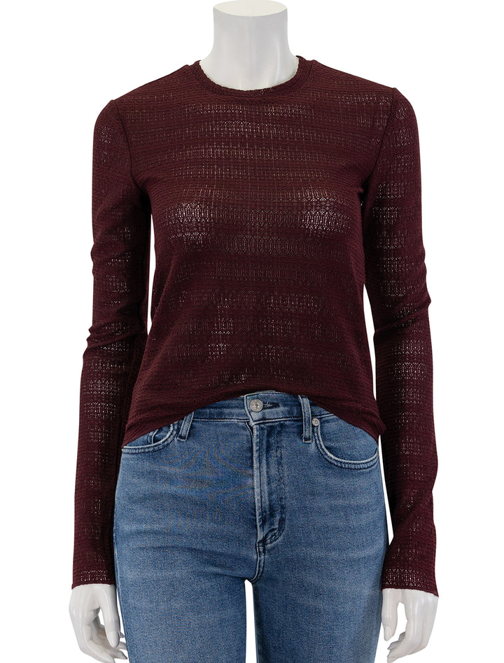 Front view of Rag & Bone's julia long sleeve knit in dark purple.