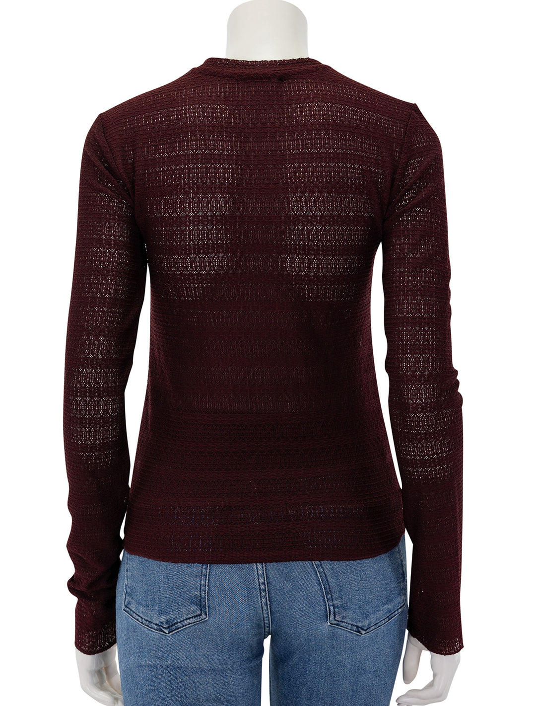 Back view of Rag & Bone's julia long sleeve knit in dark purple.