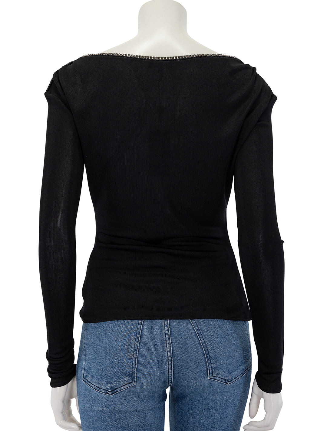 Back view of Rag & Bone's gwenyth long sleeve top in black.