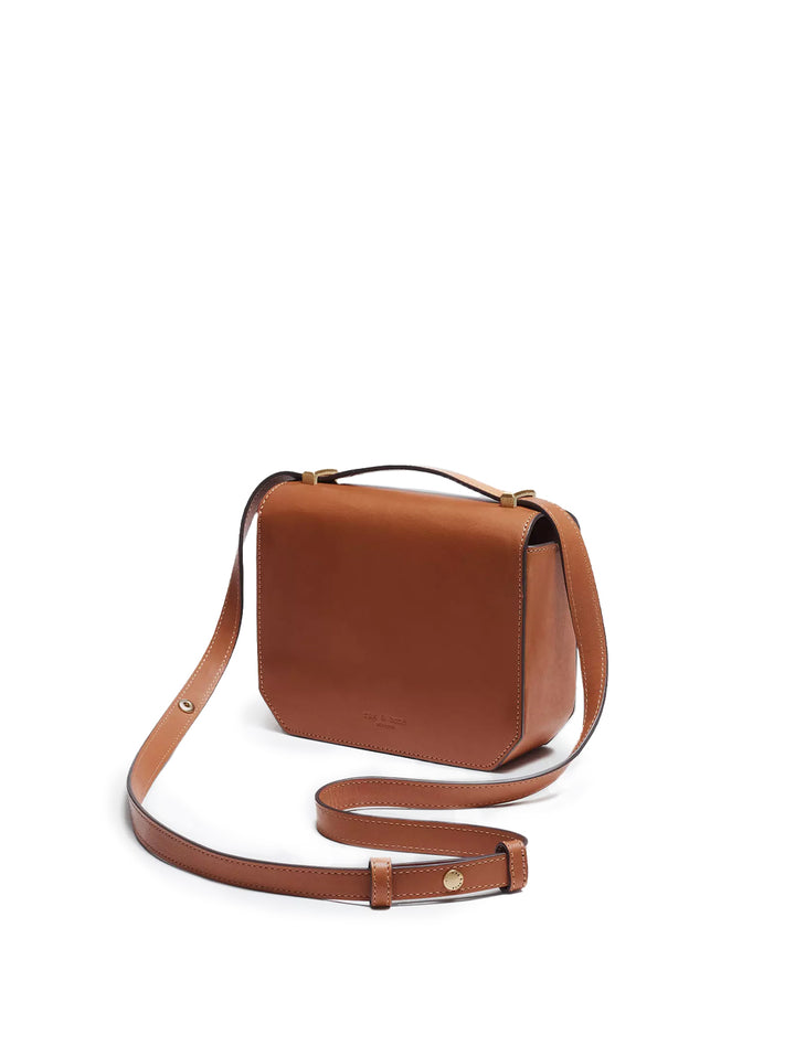 Back angle view of Rag & Bone's max small crossbody in tan.