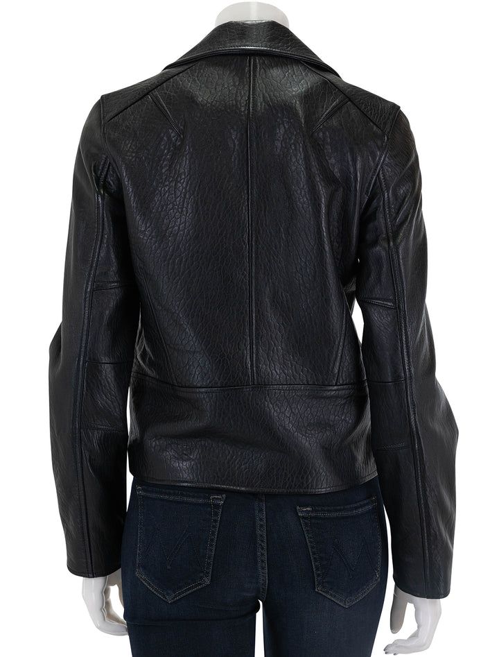 Back view of Rag & Bone's arrow leather jacket in black.