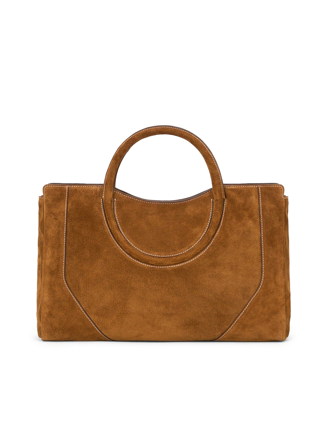maude satchel in tan suede