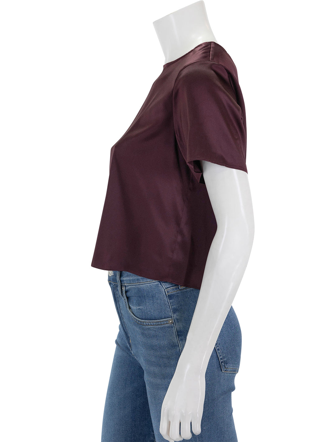 Side view of STAUD's strand top in merlot.