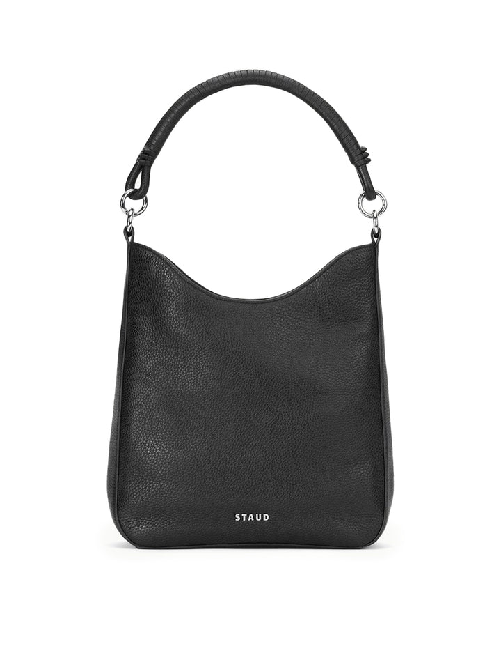 Back view of Staud's mel shoulder bag in black.