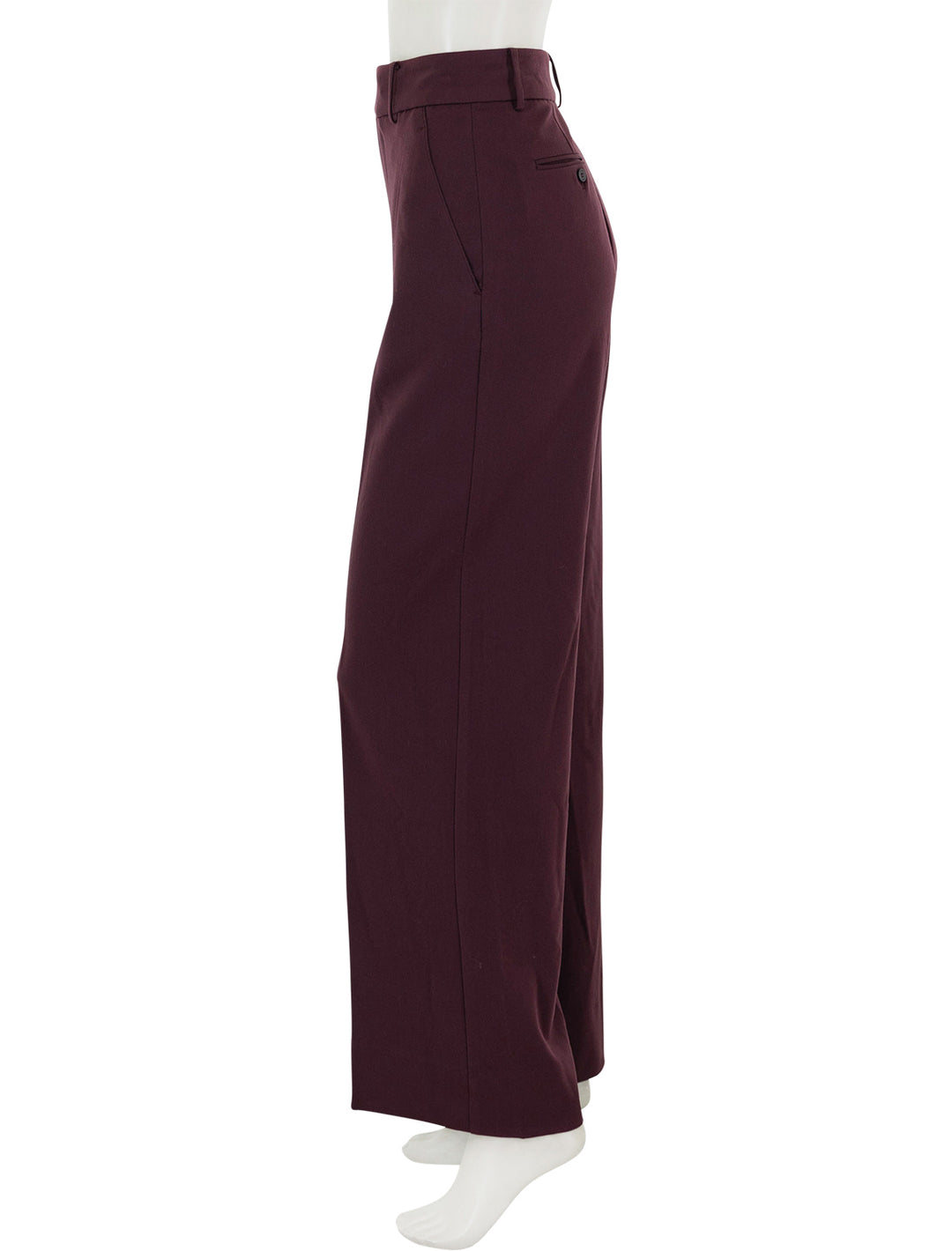 Side view of STAUD's prince pant in merlot.