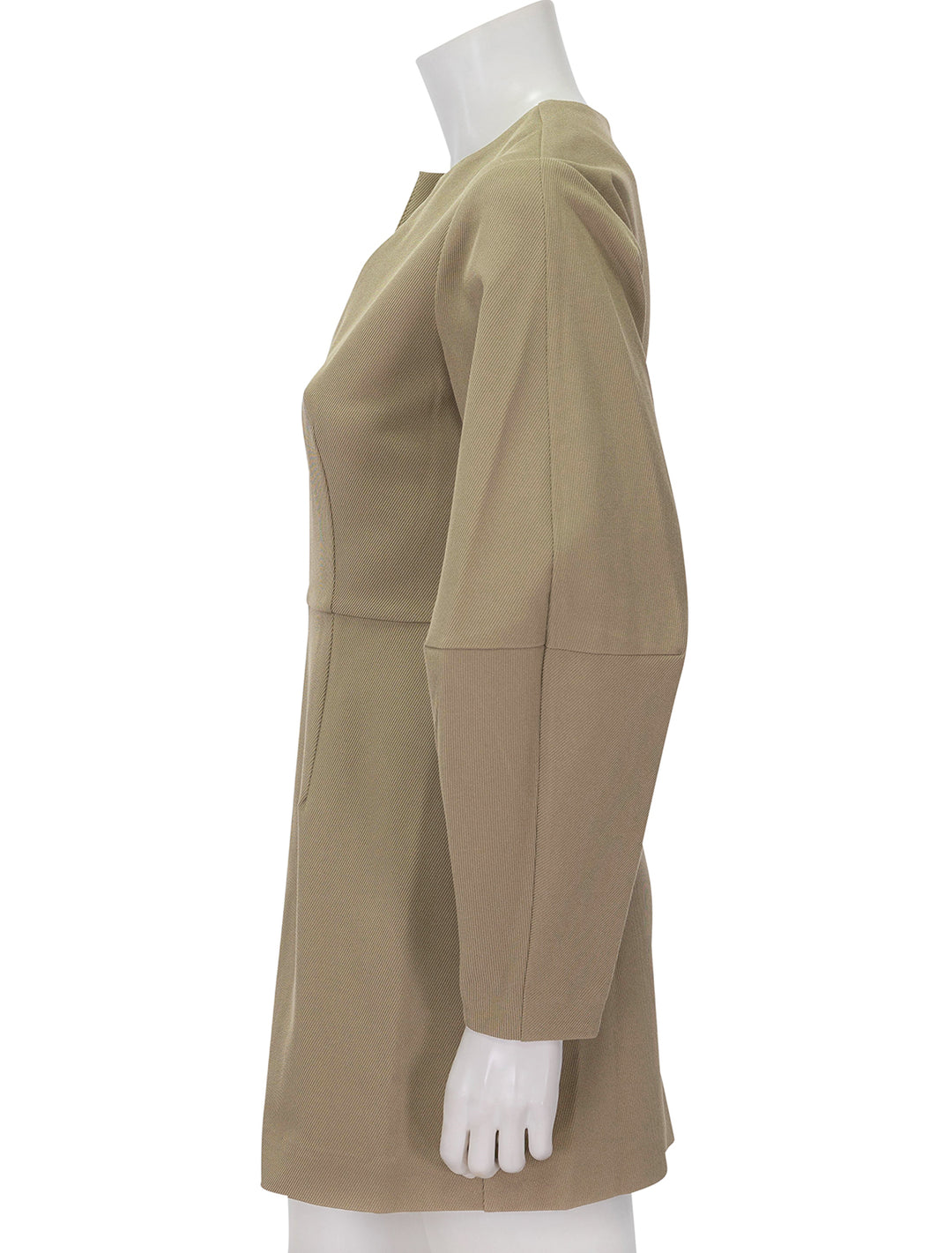 Side view of STAUD's mini katja dress in birch.