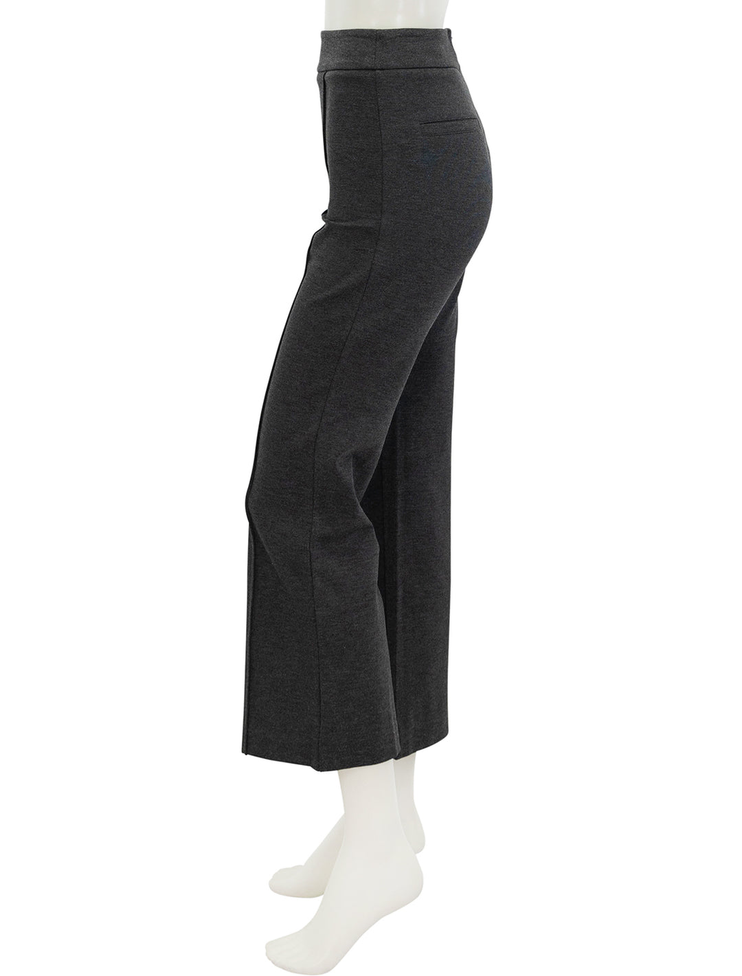 Side view of STAUD's knack pant in heather grey.