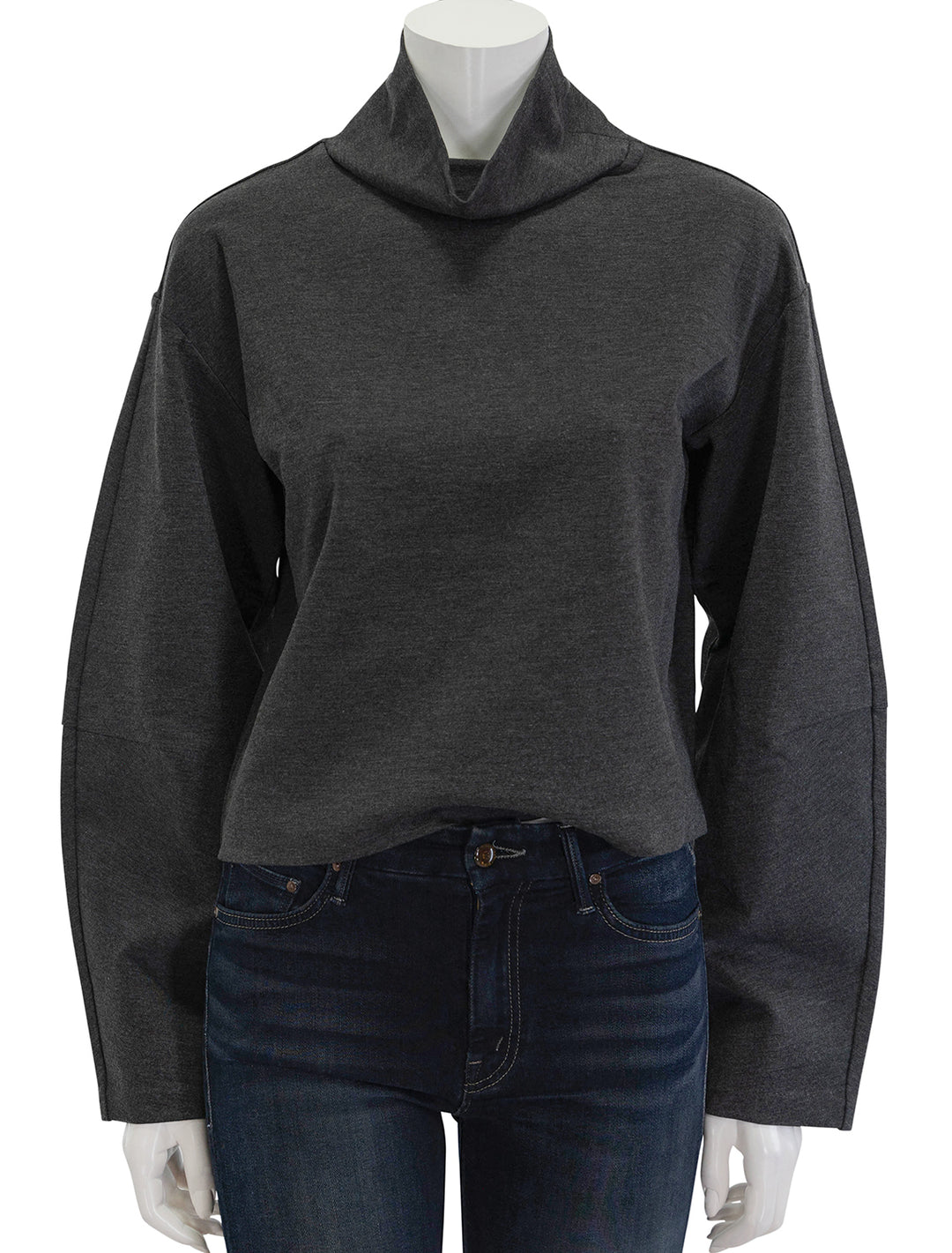 Front view of STAUD's binoche top in heather grey.