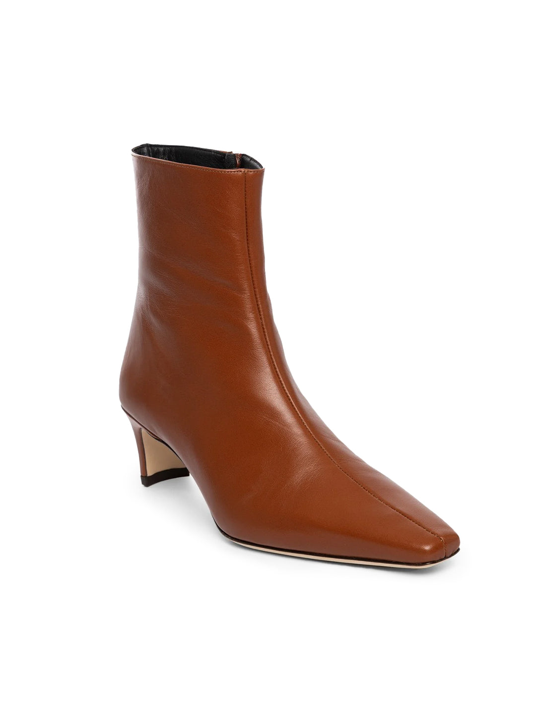 Front angle view of Staud's wally ankle boot in cacao.