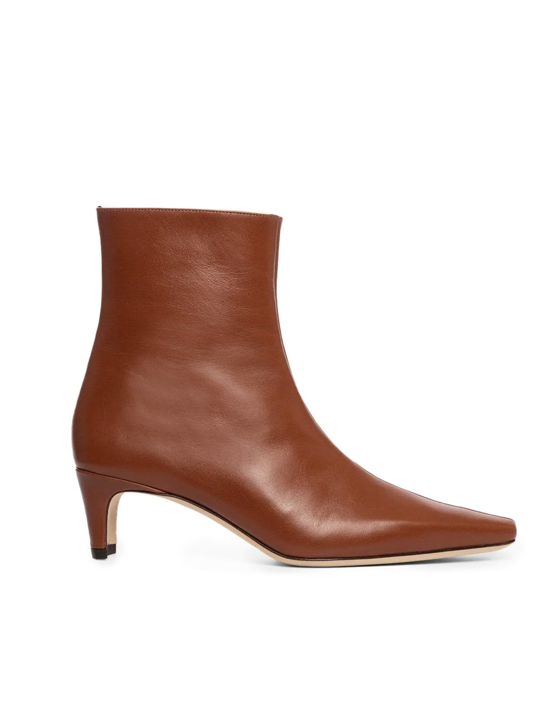 Side view of Staud's wally ankle boot in cacao.