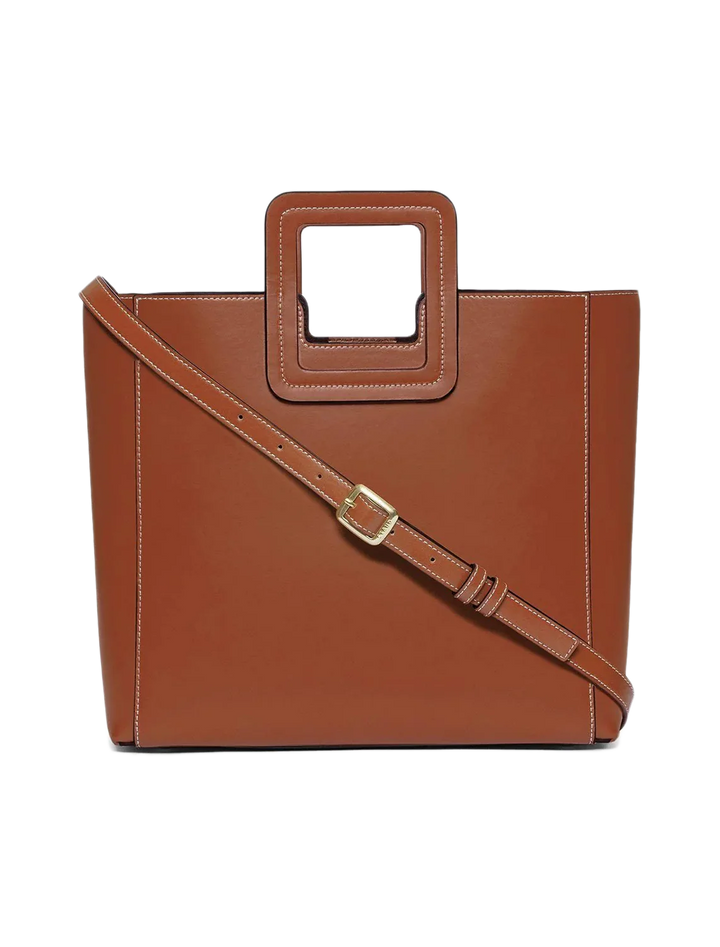 shirley leather tote bag in tan