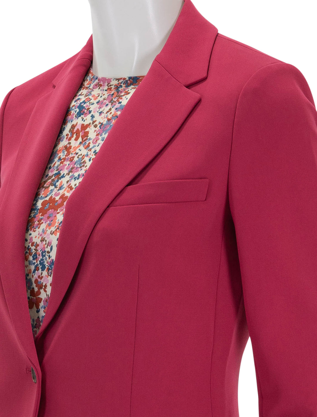 close up view of staple blazer in deep rose