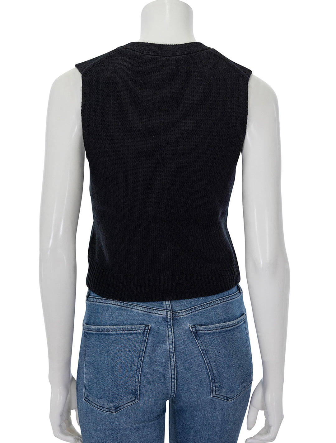 Back view of Theory's V-Neck Button Vest in Black.