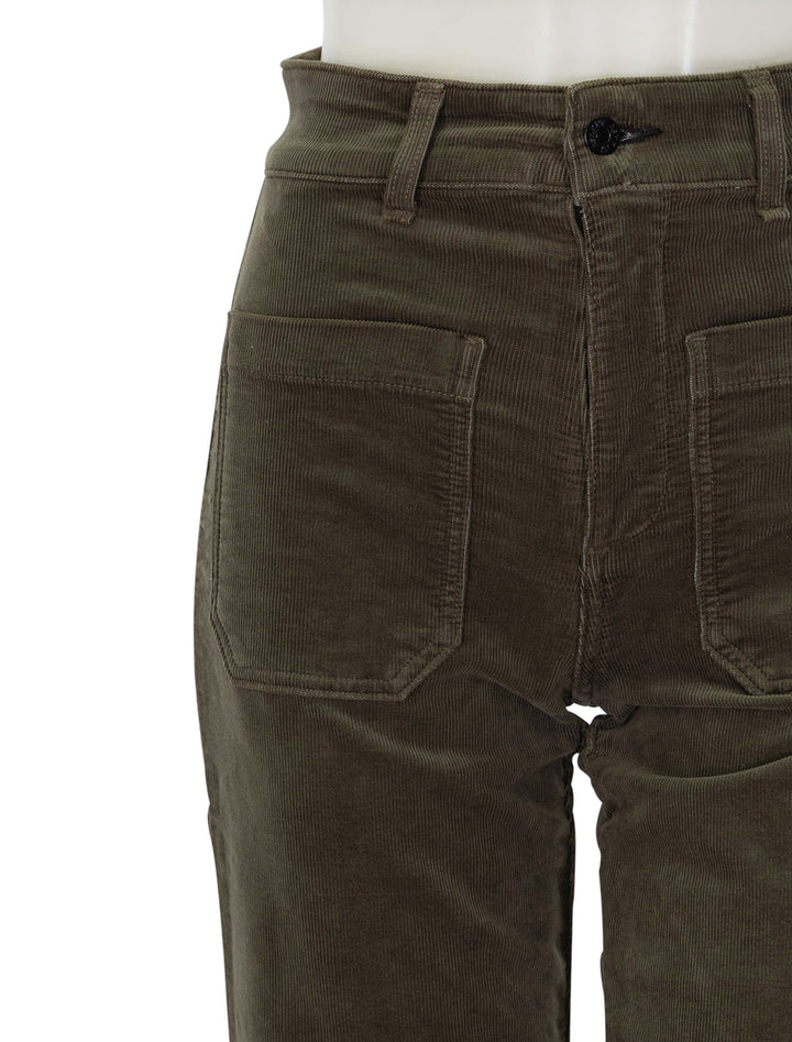 Close-up view of ASKK NY's Sailor Pant in Safari Green.