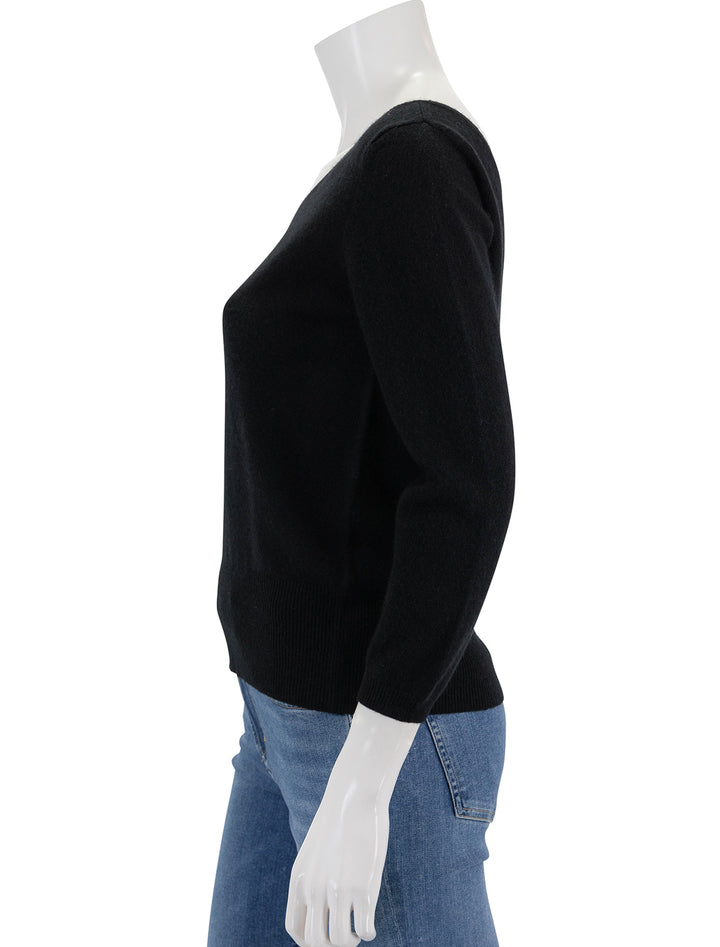 side view of joan vee neck sweater in black