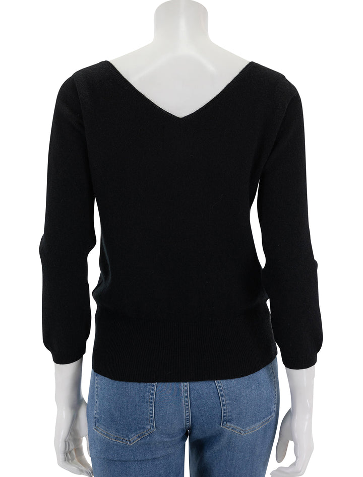 back view of joan vee neck sweater in black