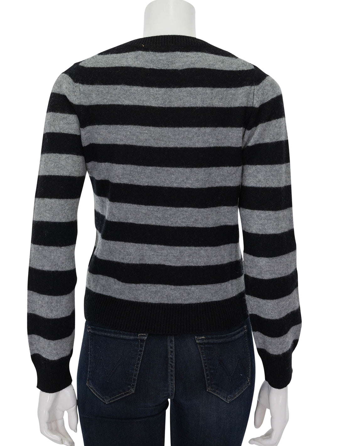 Back view of Jumper 1234's Stripe Crew in Black and Mid Grey.