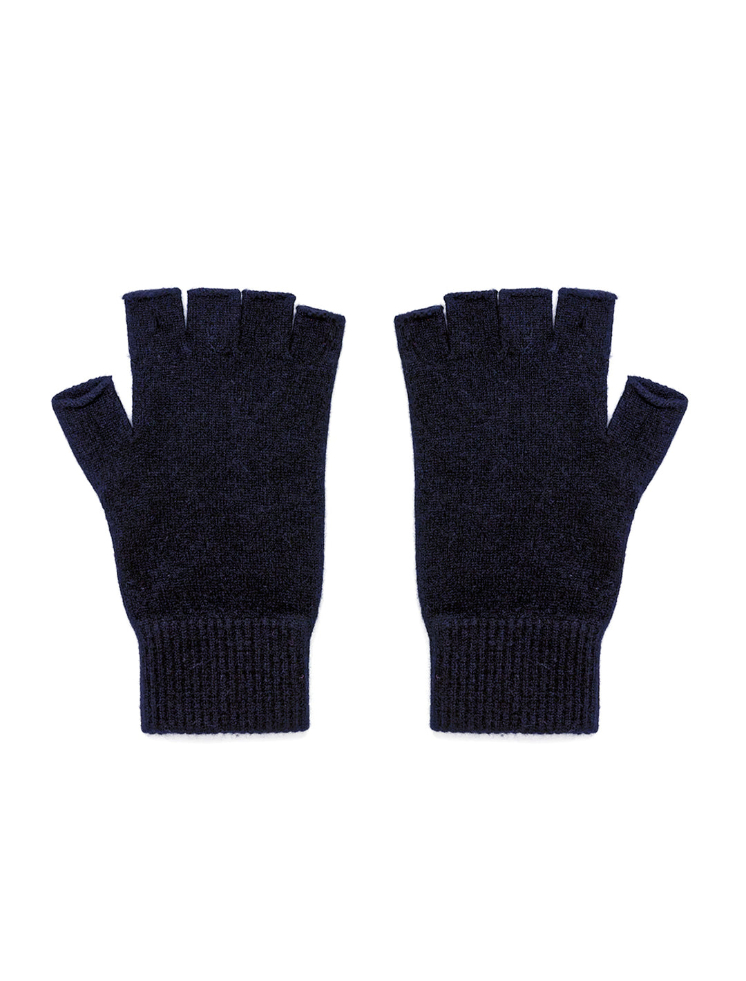 Overhead view of Jumper 1234's fingerless gloves in navy.