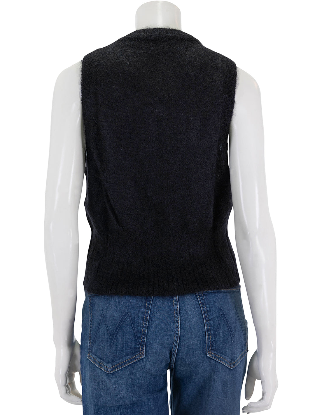 Back view of Ganni's tie string vest in black.