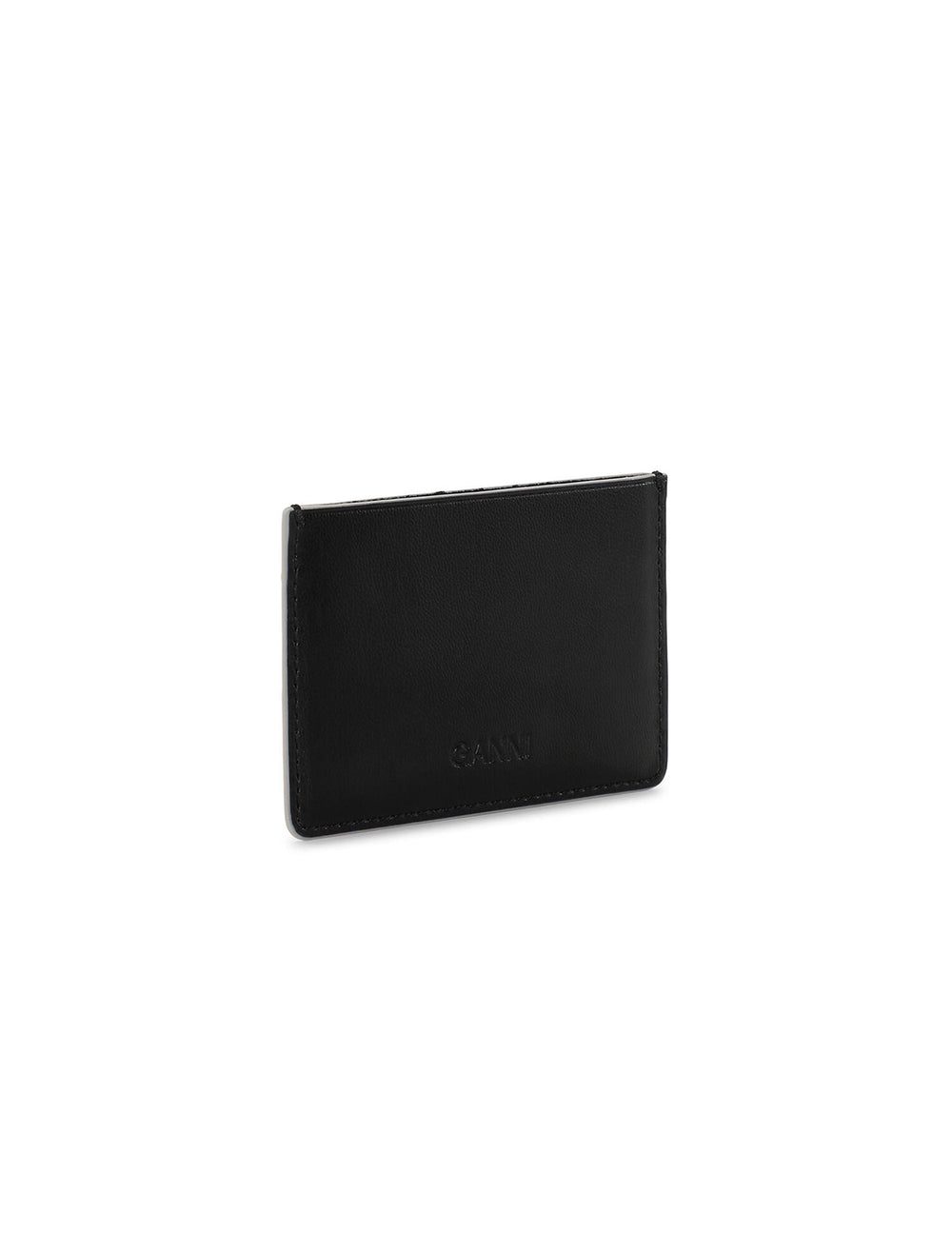 Back angle view of GANNI's bou card holder in black.