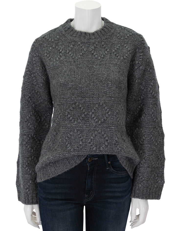 Front view of GANNI's bubble logo pullover in phantom grey.