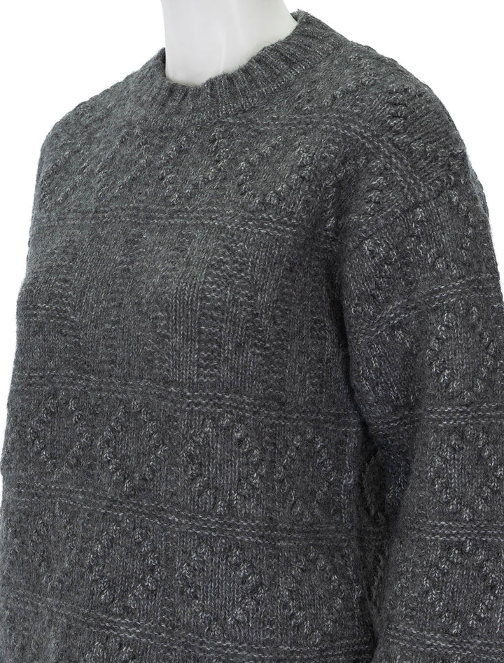 Close-up view of GANNI's bubble logo pullover in phantom grey.