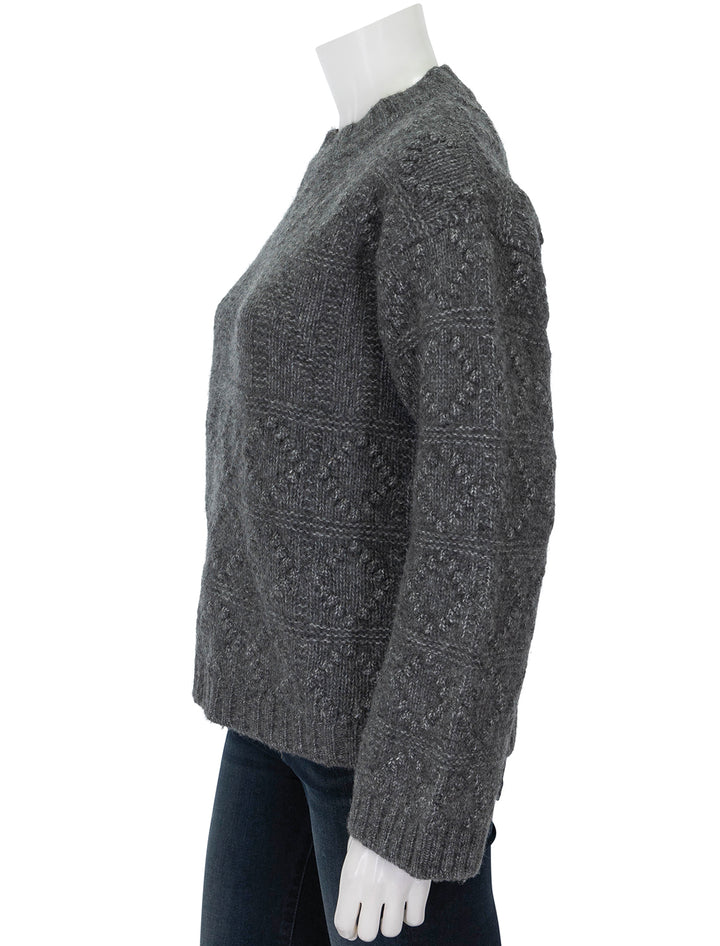 Side view of GANNI's bubble logo pullover in phantom grey.