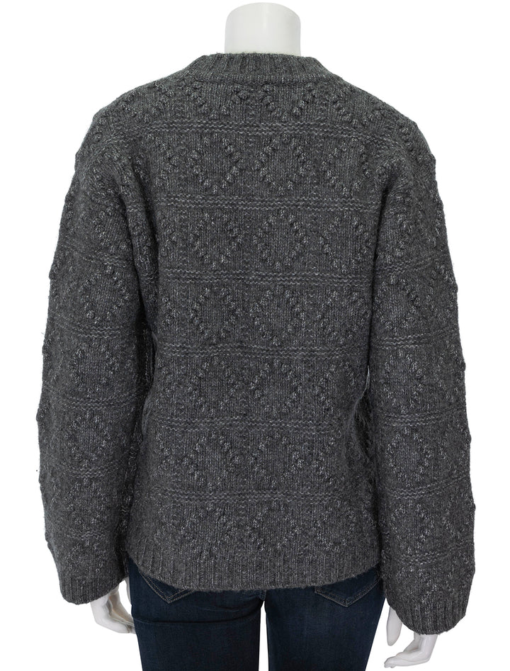 Back view of GANNI's bubble logo pullover in phantom grey.