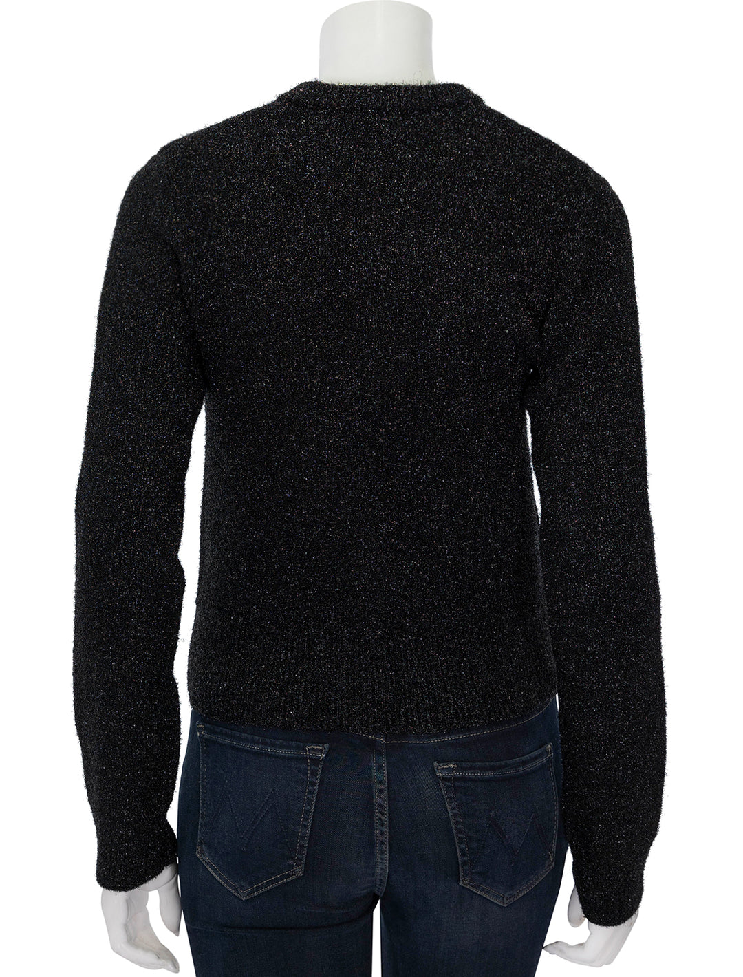 Back view of GANNI's sparkle cardigan in black.