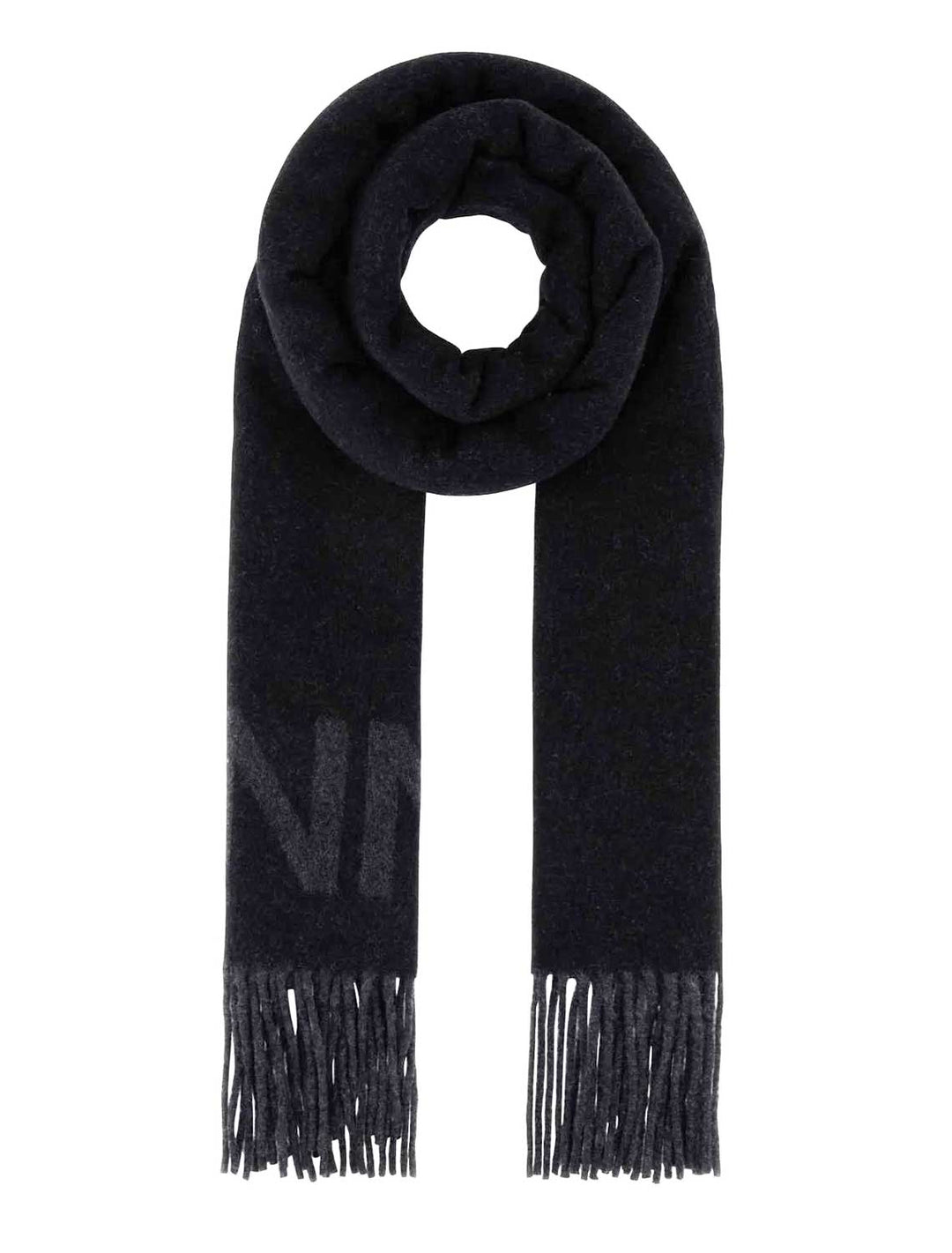 fringed logo scarf in black