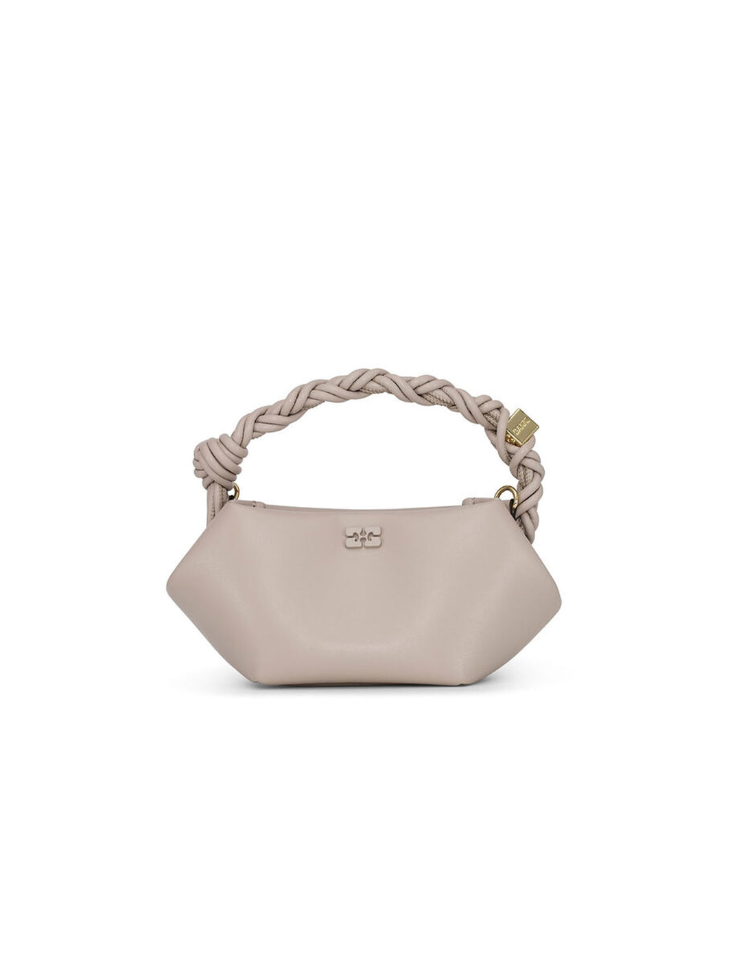 Front view of GANNI's bou bag mini in oyster.