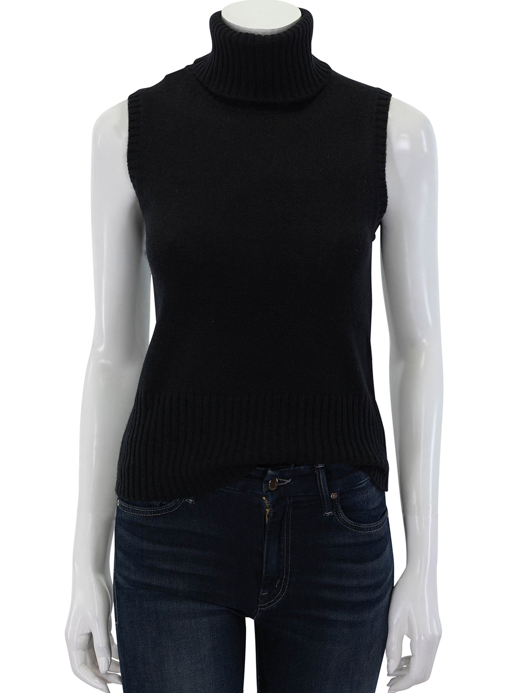 Front view of Veronica Beard's mazzy cashmere shell in black.