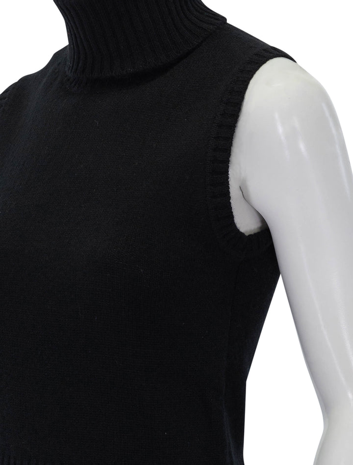 Close-up view of Veronica Beard's mazzy cashmere shell in black.