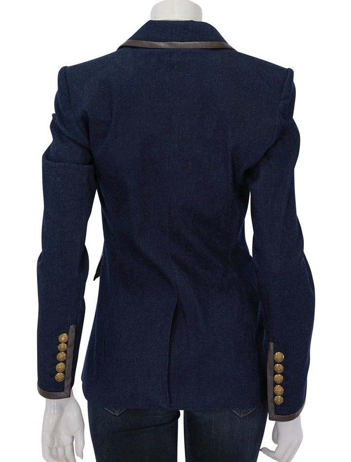 Back view of Veronica Beard's miller dickey jacket midnight wash.