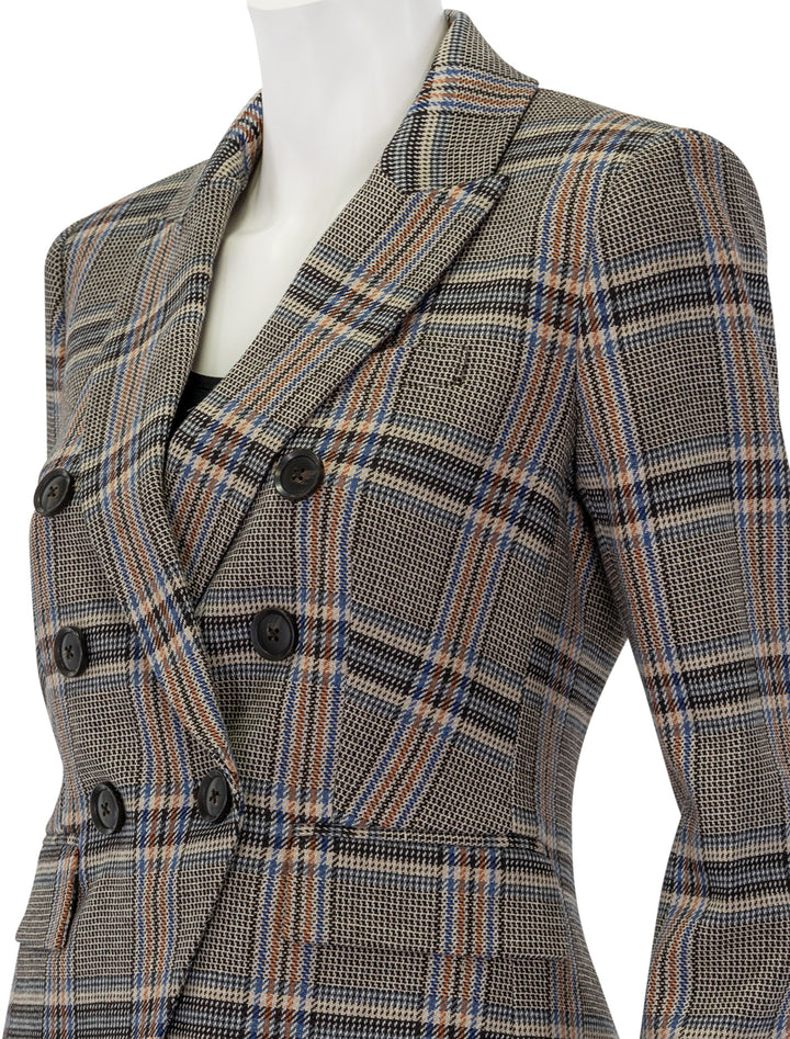 Close-up view of Veronica Beard's miller dickey jacket in black multi plaid.